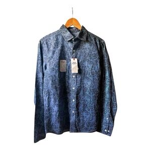 NWT IZOD Saltwater Men’s Blue & Navy Shirt Size S Hawaiian pattern button down.